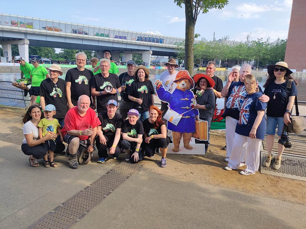 2023 Drachenboot-Fun-Regatta, wie immer, letzter Platz für die Deutsch-Britische-Gesellschaft Duisburg.